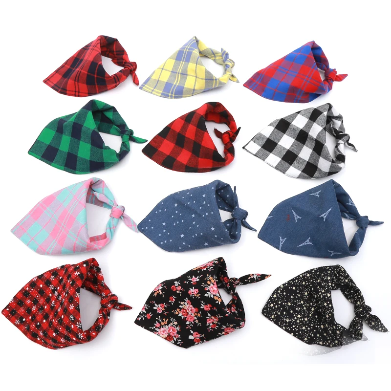 

Reversible Dog Scarf Pet Dog Bandana Bib Pet Accessories Triangular Bandage Adjustable Tie On for Cat Puppies Medium Large Dogs