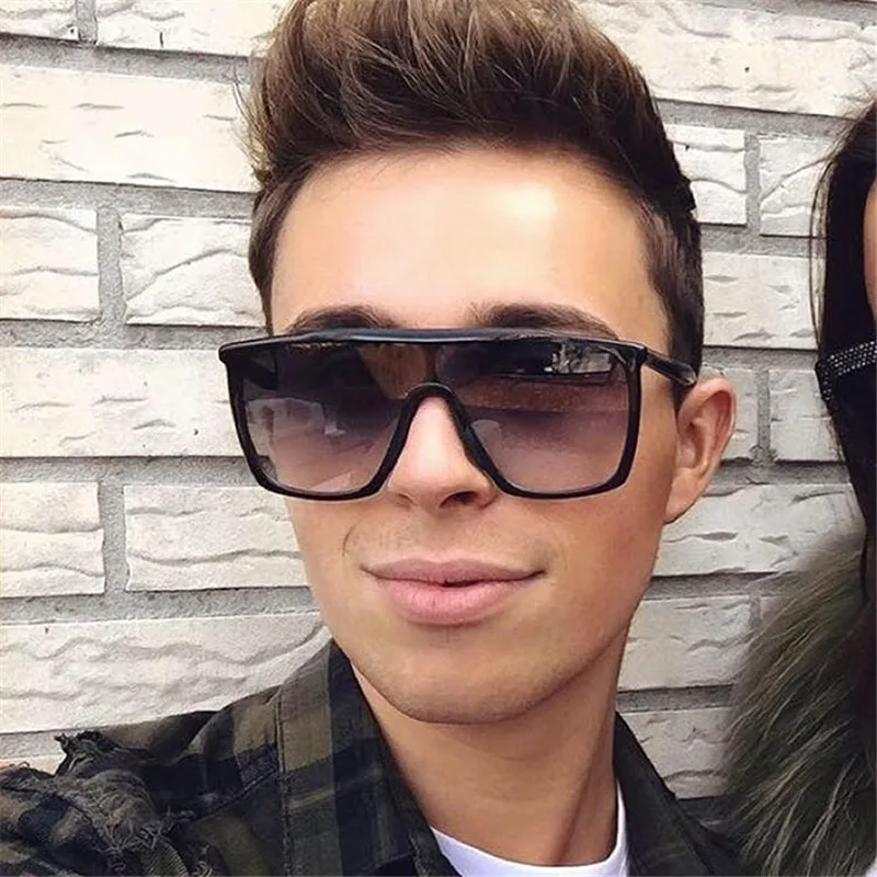 

HUITUO New Fashion Retro Brand Designer Big Frame Women Sunglasses UV400 Gradient Vintage Eyeglasses Cool Man Riding Spectacles