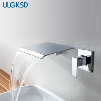 

ULGKAD Basin faucets chrome wall mounted bathroom mixer taps solid brass washbasin bathroom sink faucet