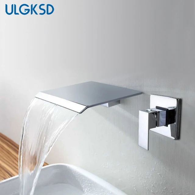 ulgkad basin faucets chrome wall mounted bathroom mixer taps solid brass washbasin bathroom sink faucet - Wall Mounted Bathroom Sink ulgkad basin faucets chrome wall mounted bathroom mixer taps solid brass washbasin bathroom sink faucet - Wall Mounted Bathroom Sink