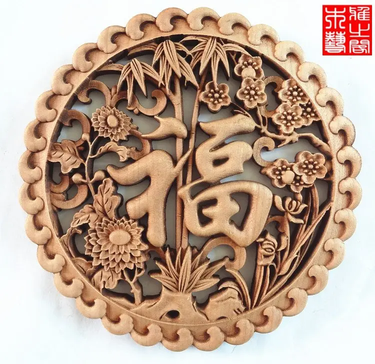 Китайский стиль резьба по дереву ремесла, камфора резьба по дереву животных и цветов(A138 - Цвет: Белый