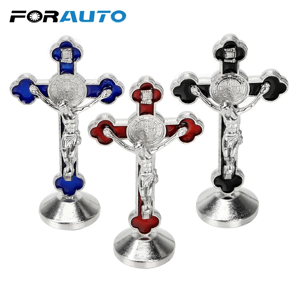 

FORAUTO Christian Jesus Statue Decor with Magnetic Jesus Crucifix Car Ornaments Christ INRI Cross Figurines Dashboard Decoration