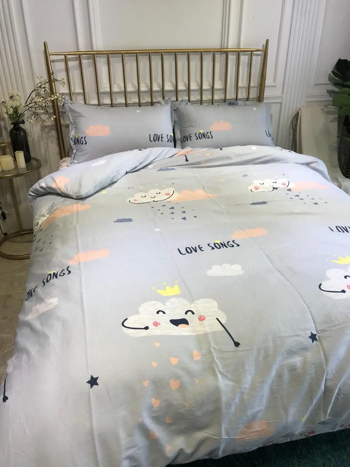 

Pure and fresh Bedding Set All cotton Bed Set printing Bed Sheet Queen Size Duvet Cover Set Tangible benefits Bed Linen