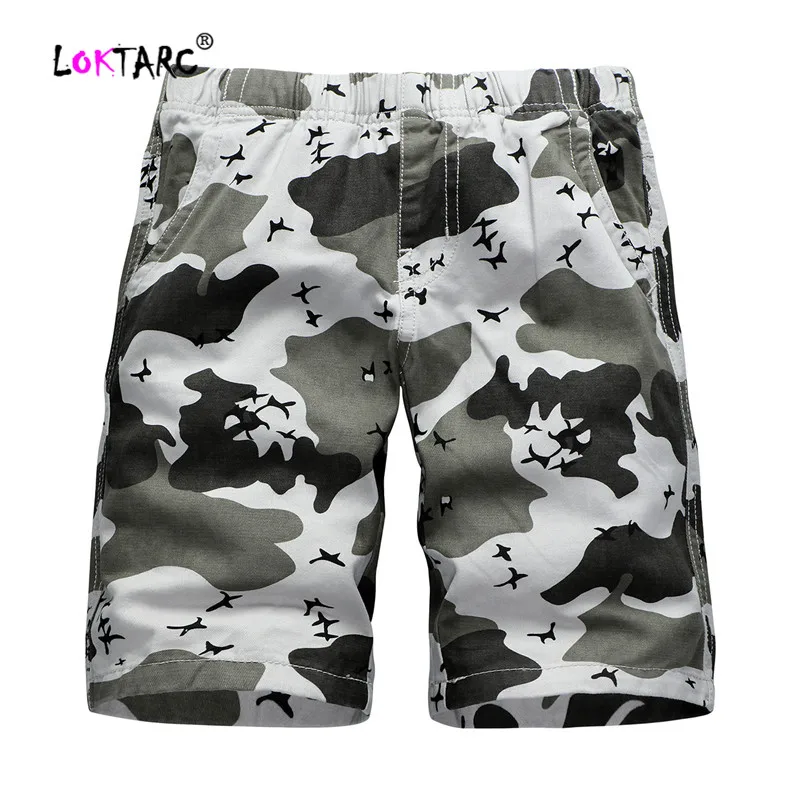 LOKTARC/шорты для малышей; шорты для мальчиков в стиле джунглей; хлопковые камуфляжные летние шорты для мальчиков; прямые летние шорты для мальчиков с эластичной резинкой на талии - Цвет: White