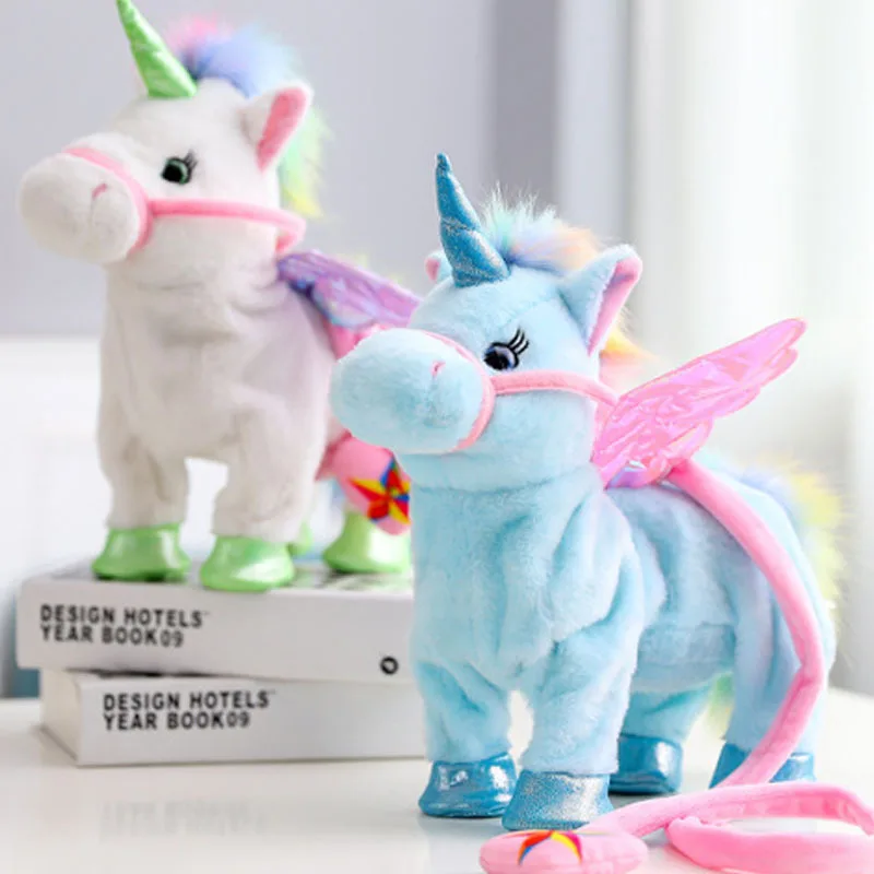 

Electric 35cm Singing and Walking Unicorn Plush Toy Stuffed Animal Toy Electronic Music Unicorn Toy for Children birthday gifts