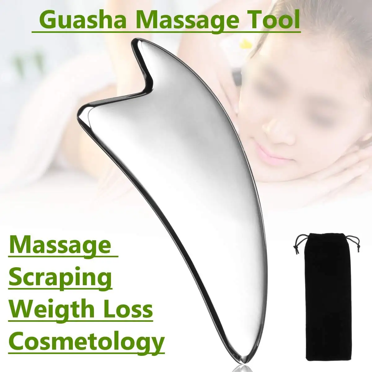 Black Bian Stone Massage Gua Sha Plate Tool Natural Health Scrape Fad IT