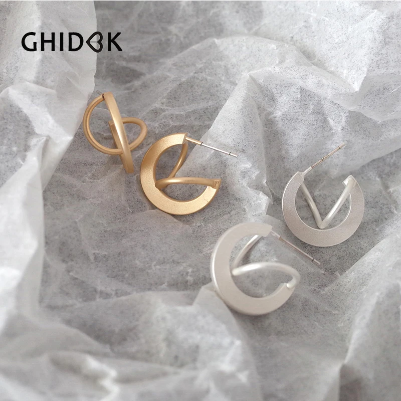 Ghidbk Богемия матовая золотого и серебряного цвета Цвет металлические серьги для Для женщин минималистский Племенных Серьги простые геометрические небольшие серьги