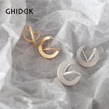 Ghidbk Богемия матовая золотого и серебряного цвета Цвет металлические серьги для Для женщин минималистский Племенных Серьги простые геометрические небольшие серьги