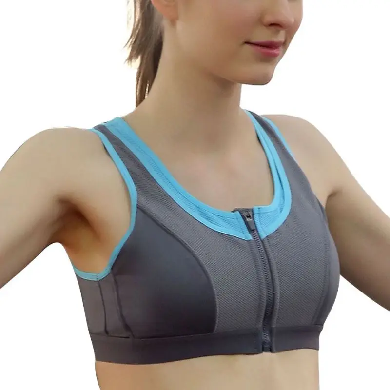 

Women Sport Push Up Bra Running Gym Yoga Fitness Tops Tank Workout Bra Zipper Stretch Seamless Gym Tank Tops