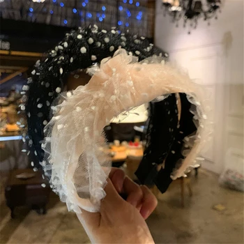 

Haimeikang Lace Dot Hair Knotted Hair Band Solid Colors for Women Headbands Mesh Gauze Floral Hairband Headwear 2019 New Arrival