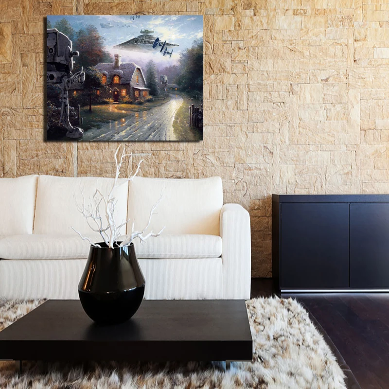 

Thomas Kinkade Star Wars Canvas Painting Print Living Room Home Decoration Modern Wall Art Oil Painting Poster Picture Framework
