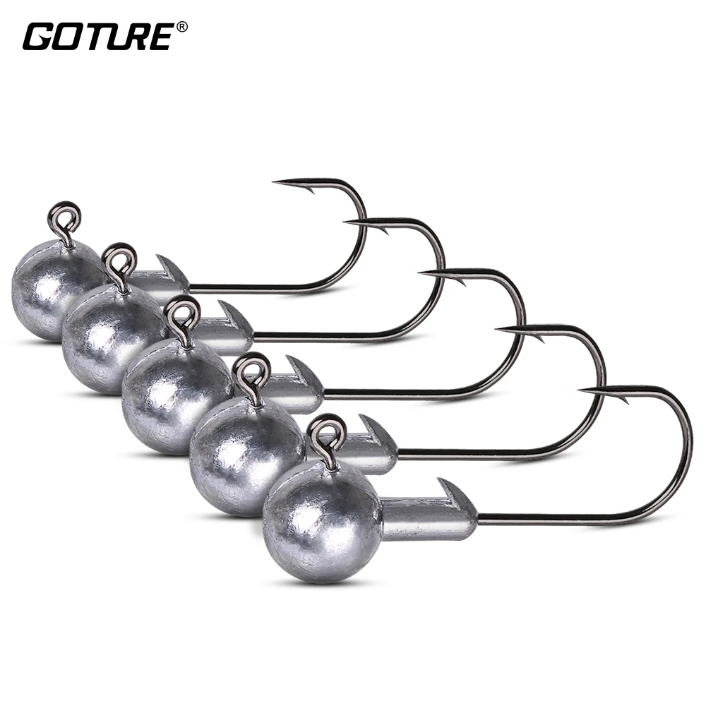 Goture 50pcs Jig Head Fishhooks Carbon Steel Fishing Hook 1 20g Lead