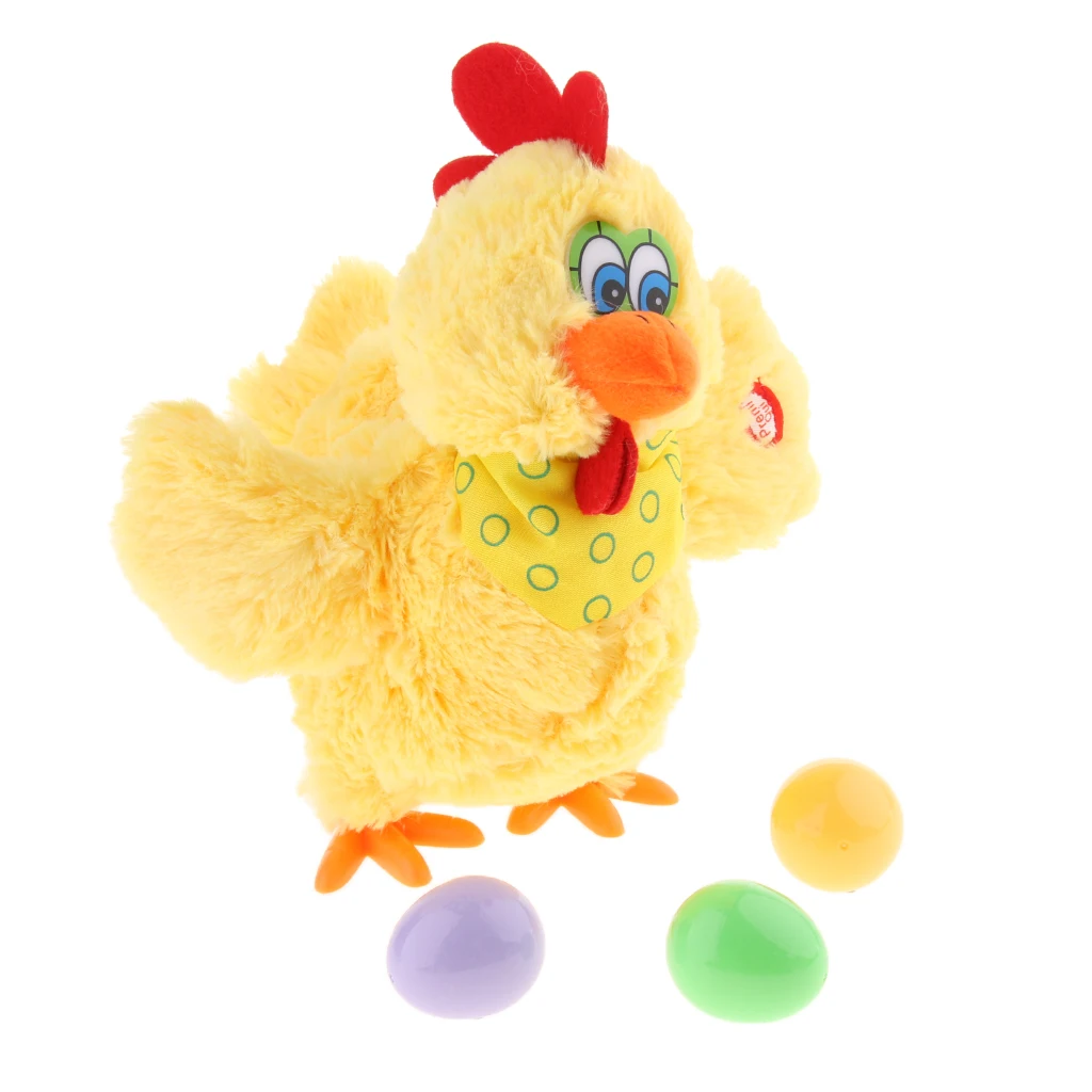 Lovely Raw Hens Lay Chicken Eggs Crazy Singing and Dancing Electric Pet Dolls Plush Toys Birthday Gifts