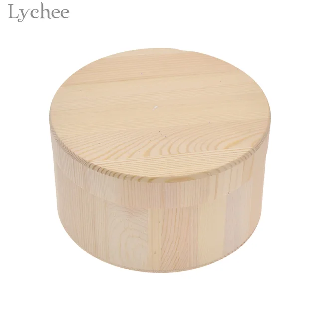 Lychee 1 pc caja de almacenamiento de madera redonda caja de anillo