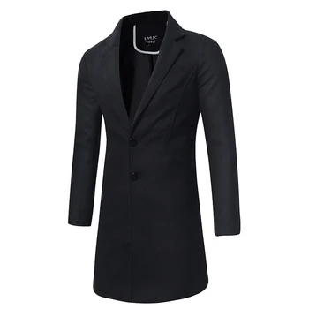 

2020 Autumn and Winter Mens Long Jacket Pure Color Fashion Business Men long Coat Oversized s-5xl man jackets and coats