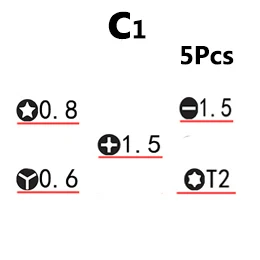 2/5/11 шт прецизионная крышки Pentalobe 0,8 Tri крыло Y0.6 крест Phillips 1,5 Torx T2 отвертка Набор инструментов для сотового телефона iPhone ноутбук - Цвет: C1-5Pcs