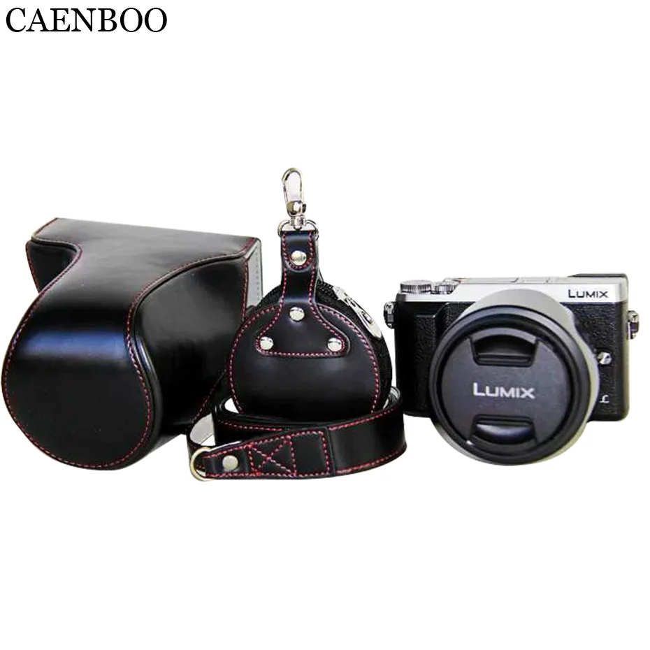 CAENBOO Камера сумки жесткий Роскошный кожаный чехол для Panasonic Lumix DMC-GX80/GX85 14-140 мм открытым Батарея обложка+ плечевой ремень