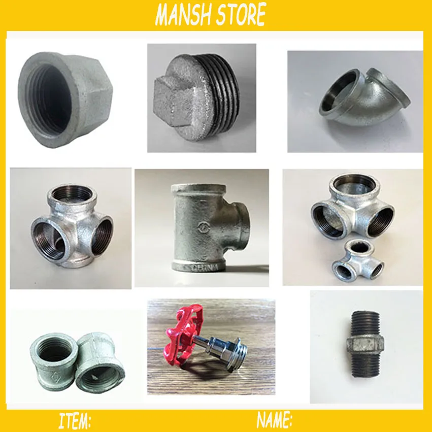

2pcs/lot DN15 Pipe fittings diy Furniture Accessory Vintage Flange elbow Tee Valve free Shipping