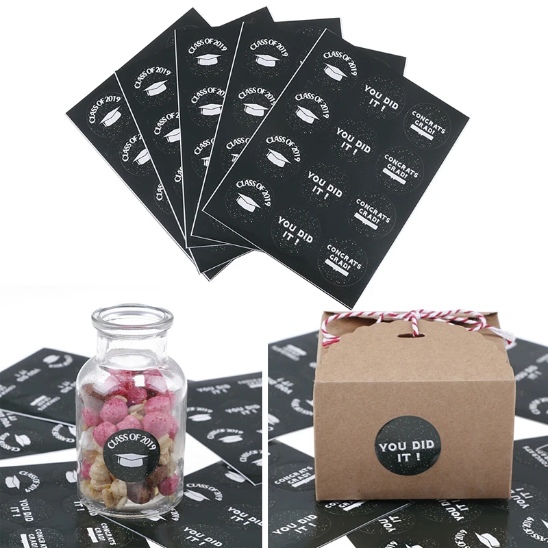 

60pcs/5Sheets Round Labels Decorative Mini Grad 2019 Self Adhesive Gift Decals Sealing Stickers Bags Labels for Ceremony Party