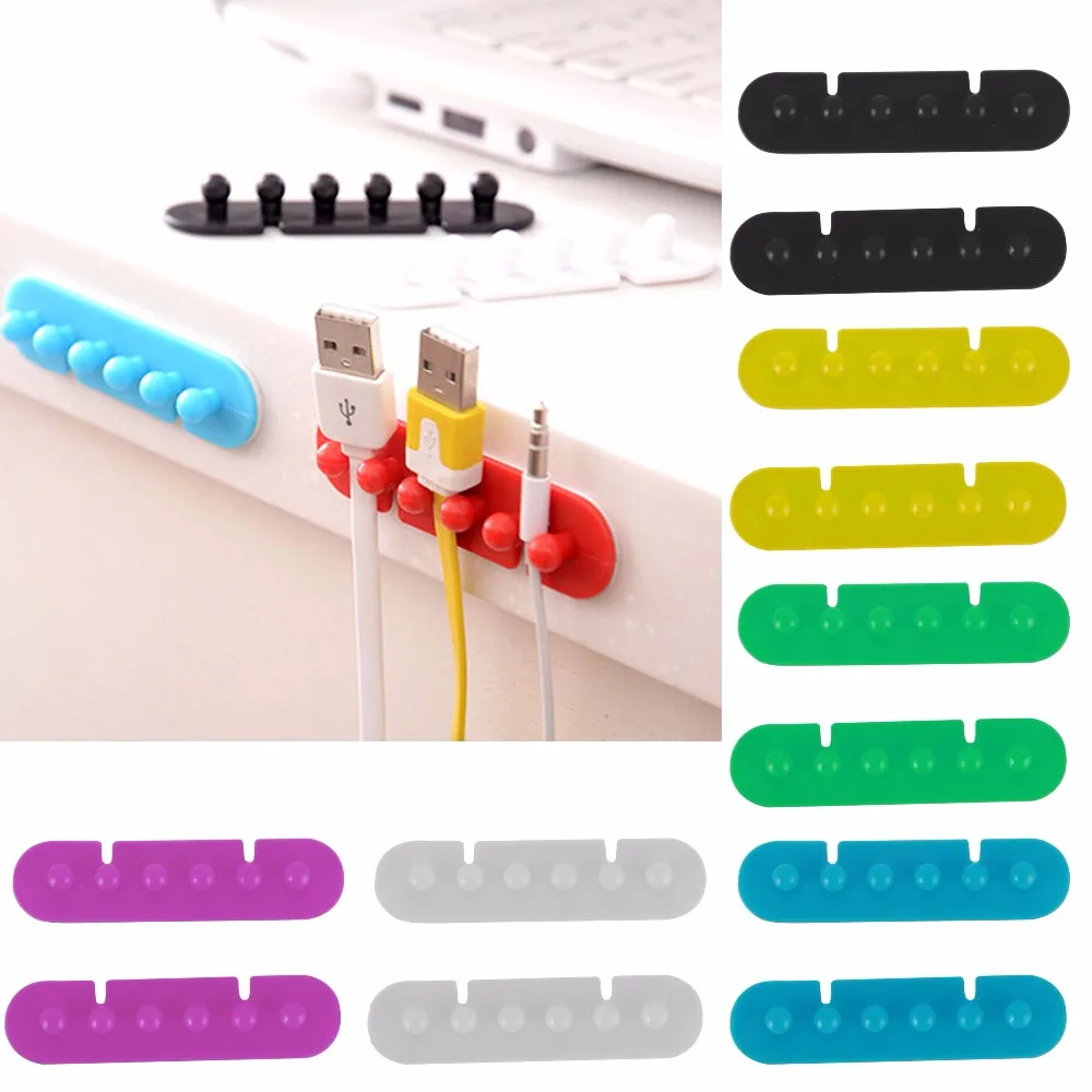 Nosii 5 Color 2pcs Desk Tidy Cable Organizer Clip USB Cable Power Cord