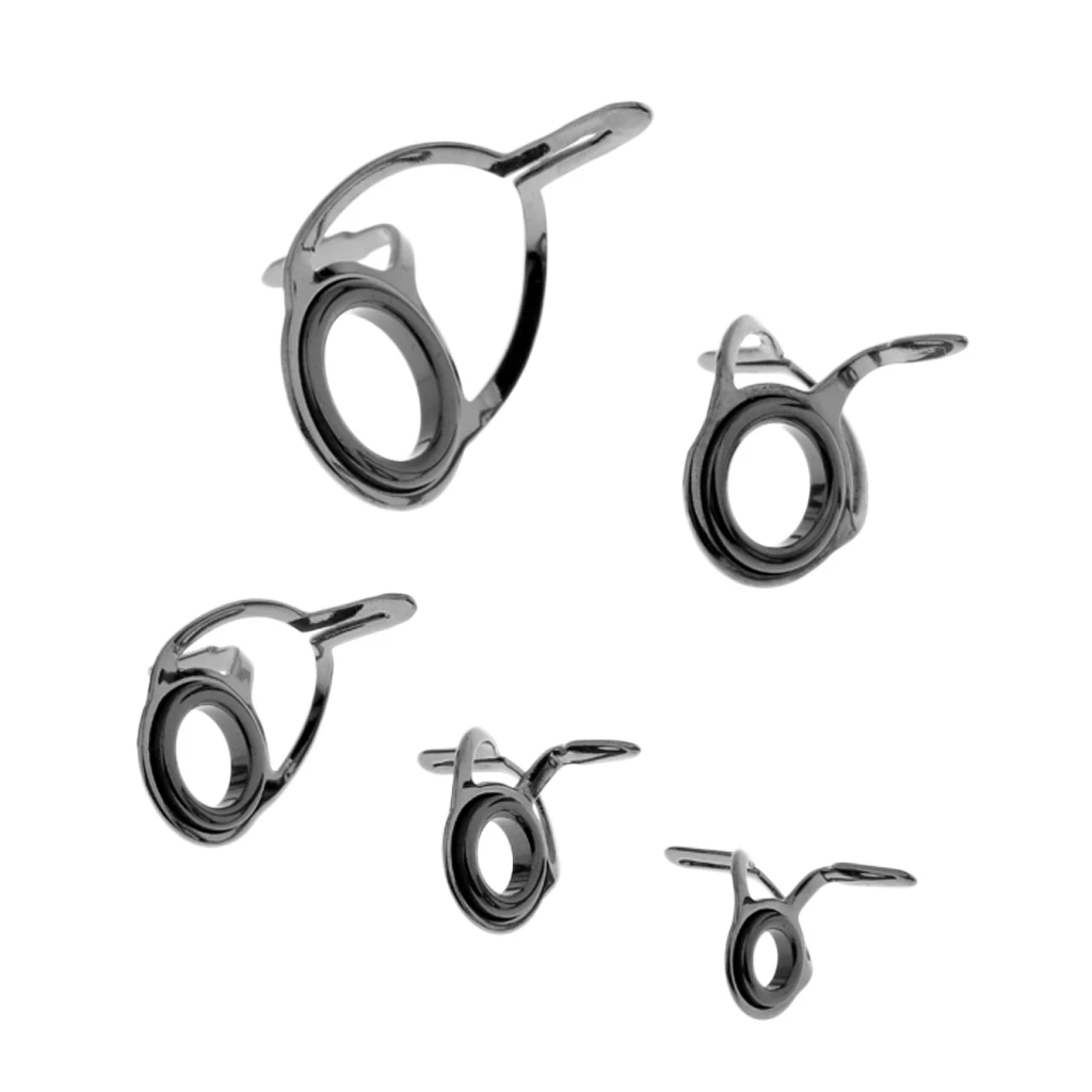 5pcs 4mm 5mm 7mm 8mm 11mm Fishing Rod Guides Eye Rings Rod Top Ring DIY Fishing Rod Building Tip Repair Kit Silver 5 Sizes