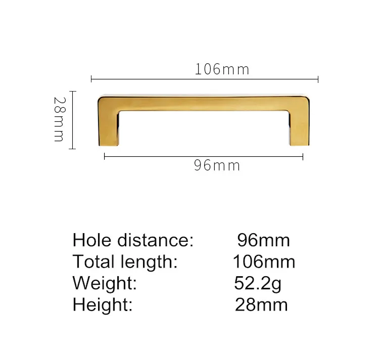 Современные Высокое качество золото, цинк мебели сплава дверная ручка, шкафчик ручки и ручки выдвижных ящиков Кухня кабинет ручки - Цвет: GP-96mm