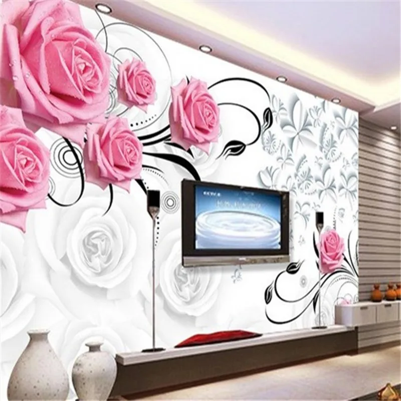 

beibehang Custom wallpaper Simple 3D stereo mural TV backdrop living room bedroom wall murals fabric roses seamless 3d wallpaper