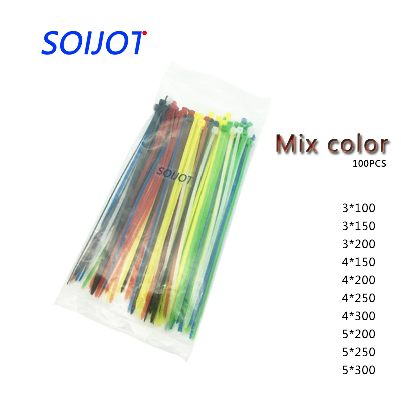 

1pc nylon cable tie 100pcs mixed color ribbon cable tie fixed wire and cable color mixing