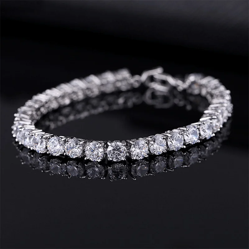 4mm Cubic Zirconia Tennis Bracelet Iced Out Chain Bracelets For Women Men Gold Silver Color Men Bracelet CZ Chain Homme Jewelry - Image 3
