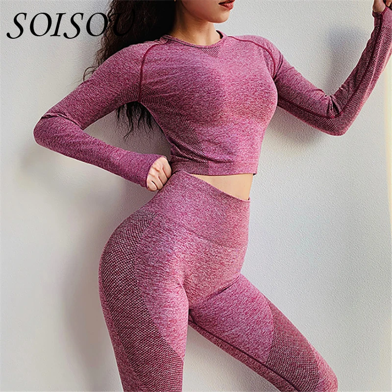 

SOISOU Tracksuit For Women High Elasticity Quick Drying Conjuntos De Mujer Breathable Leisure Solid Color Women Tracksuit