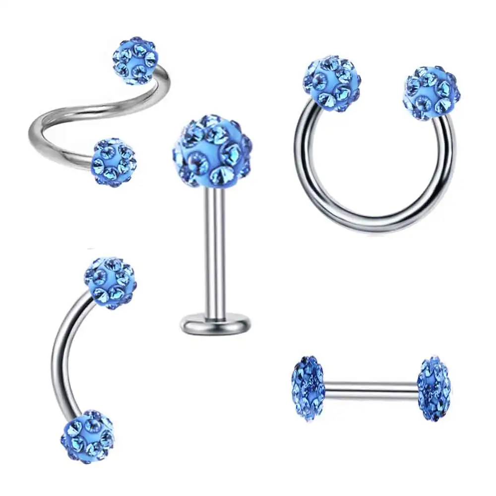 JUNLOWPY Piercing Ring Nose Lip Ear Body Crystal Ball Eyebrow Twist Belly Rings Tragus Piercing Ear Cartilage Helix Earring Stud