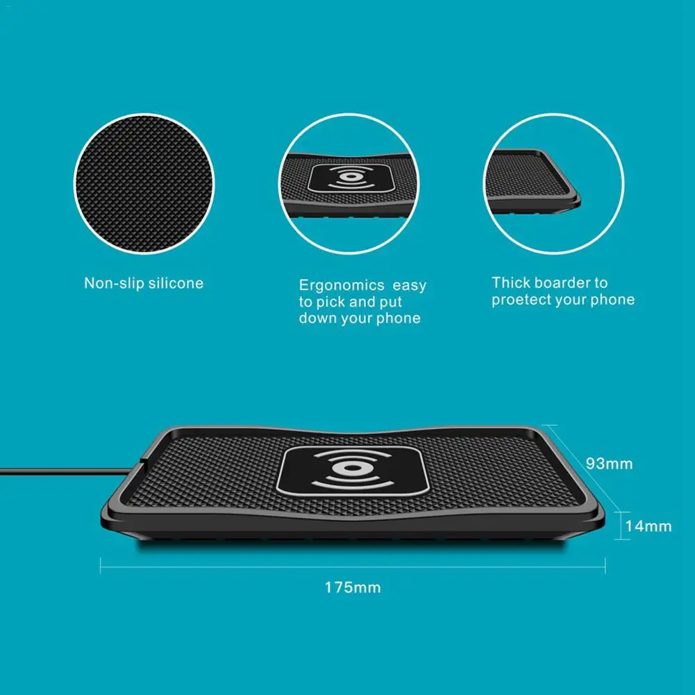 Универсальный Qi Беспроводное зарядное устройство для автомобиля держатель для телефона нескользящий коврик для автомобиля Быстрая зарядка для iPhone XS MAX XR