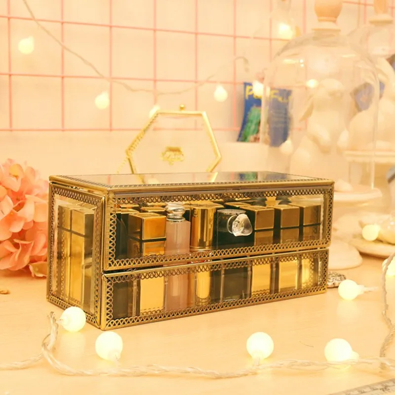 

Makeup Organizer Storage Box Glass Transparent Lipstick Acrylic Cosmetic Lipstick Storage Rack Lipstick Storage Finishing Box