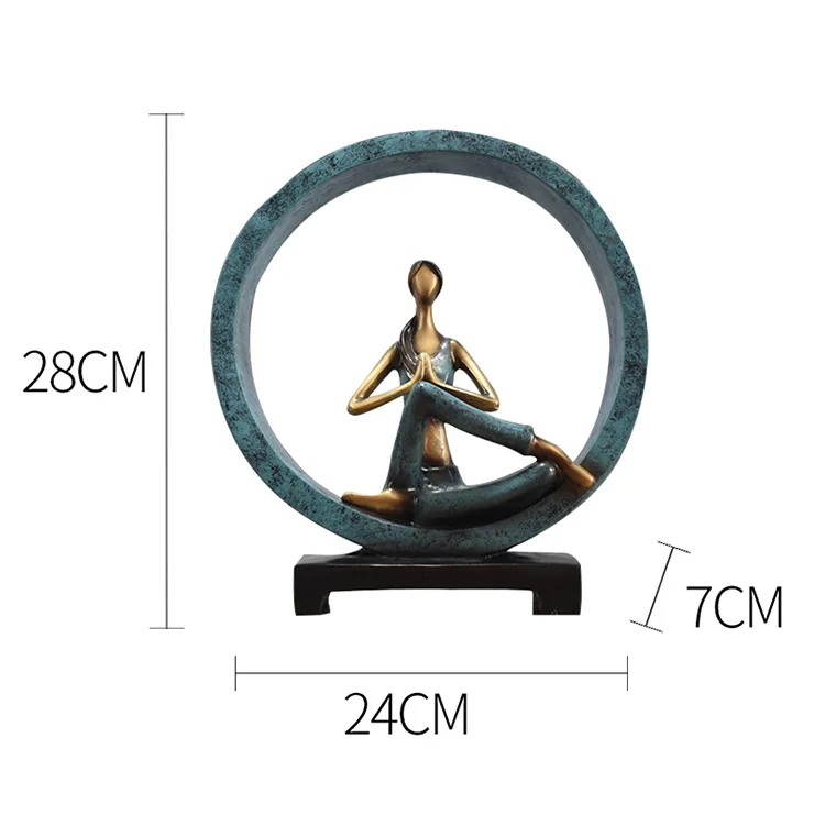 VILEAD Смола абстрактная фигурка Йога креативная Леди Девушка миниатюры красивая модель для домашнего декора свадебные украшения - Цвет: Yoga Figurine Blue A