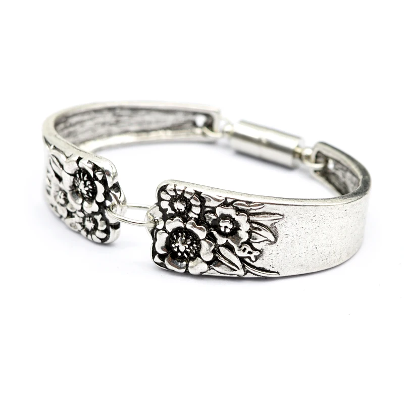 

1pc Vintage Spoon Bracelet Bangle Daisy Flower Bracelet Jewelry Two Type Buckle