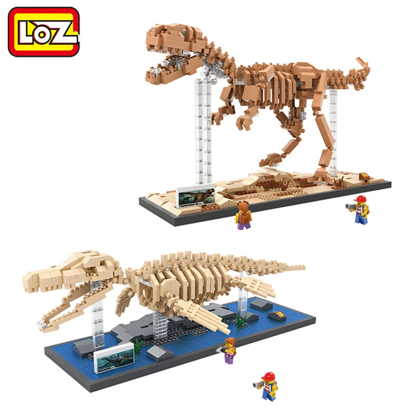 

LOZ Dinosaur Fossil Tyrannosaurus Rex Velociraptor Triceratops Skull Model Diamond Building Block Assembly Toys Creator Series