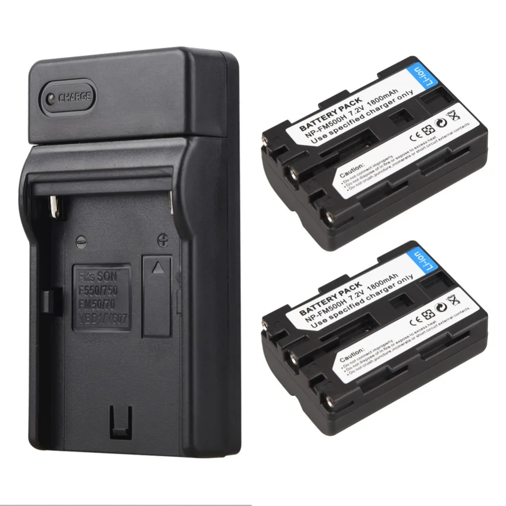 2 x 1800mAh NP FM500H NP FM500H Camera Battery For Sony A57 A58 A65 A77