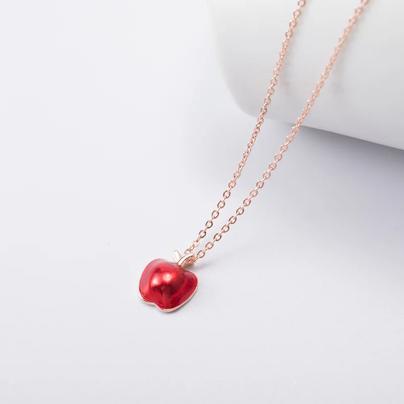 red apple rose golden chain necklace woman 100% 925 Sterling silver nacklace Jewellery Clavicle chain pendant charms