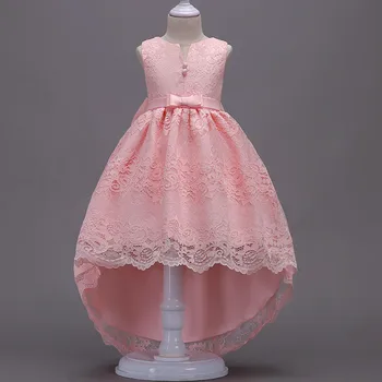 

Cute Flower Girl Dresses Speical Button Design O-neck Sleeveless Trailing Teenage Party Wear Dresses First Communion Dresses