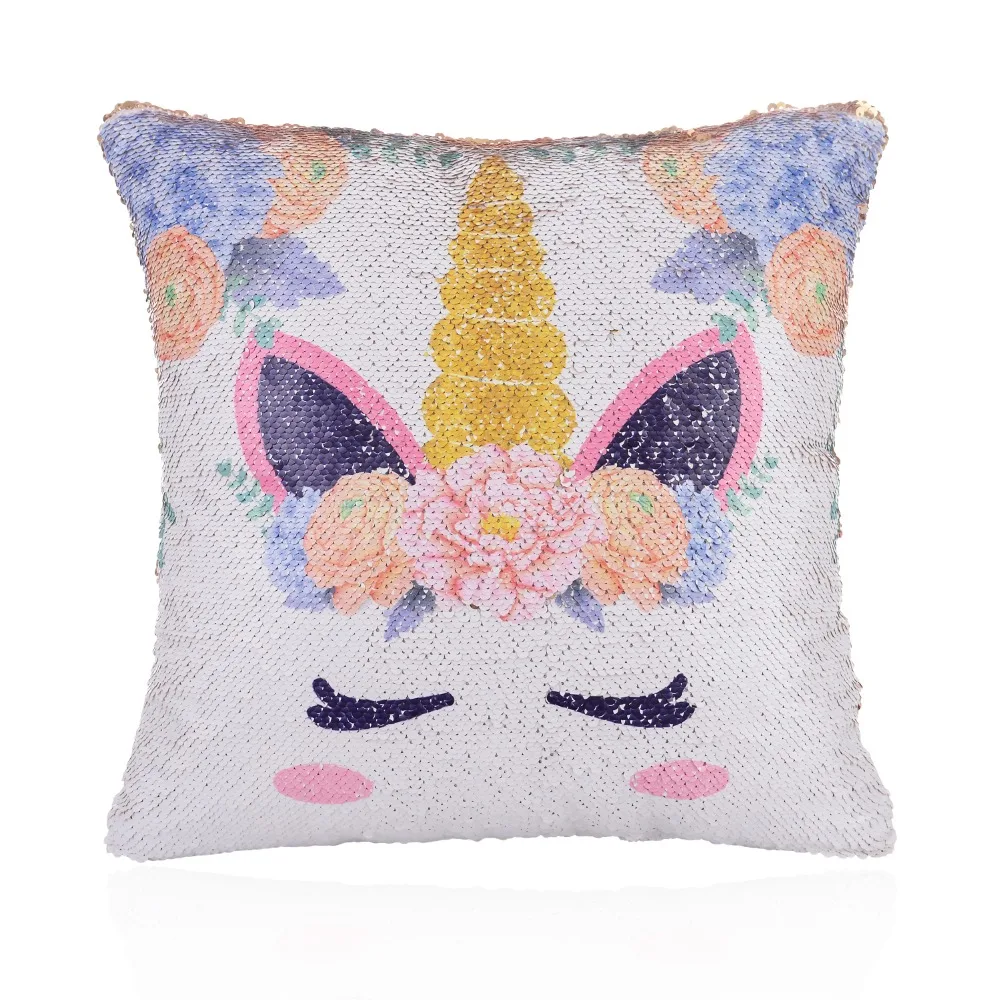 Unicorn Cushion Cover with Sequins Unilovers