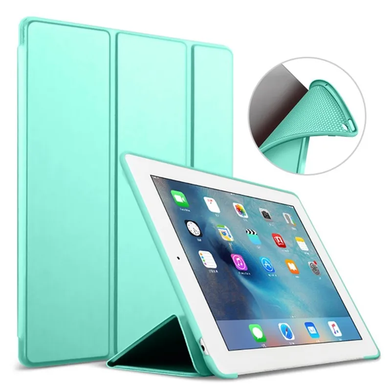 Для iPad 6 A1566 A1567 чехол из искусственной кожи + Мягкий ТПУ Силиконовая задняя крышка для Apple iPad Air 2 9,7 дюйма Смарт Tablet основа + пленка + стилус