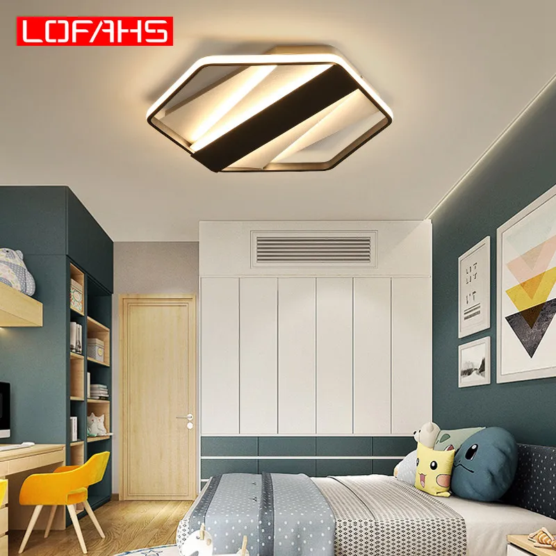 LOFAHS современная светодиодная люстра, шестигранная, высокая яркость, Светильники для гостиной, спальни, дома, люстра, потолочные светильники