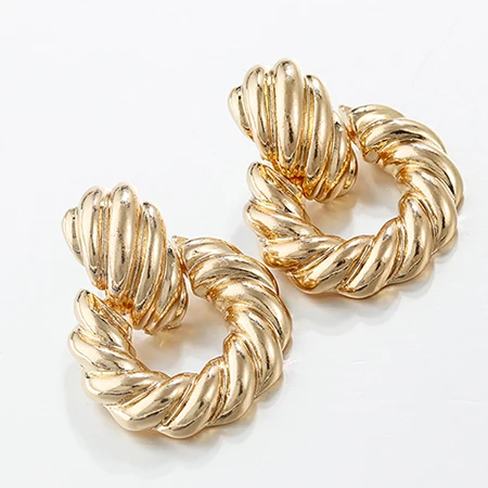 AENSOA, трендовые золотые серебряные металлические Висячие серьги для женщин, массивные уникальные винтажные геометрические серьги, вечерние ювелирные изделия - Окраска металла: Gold
