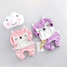 Новинка весны года Костюмы 75% хлопок Одежда для малышей для девочек, футболка+ штаны, 2 вещи, шт./компл. Детская одежда брендовая футболка;