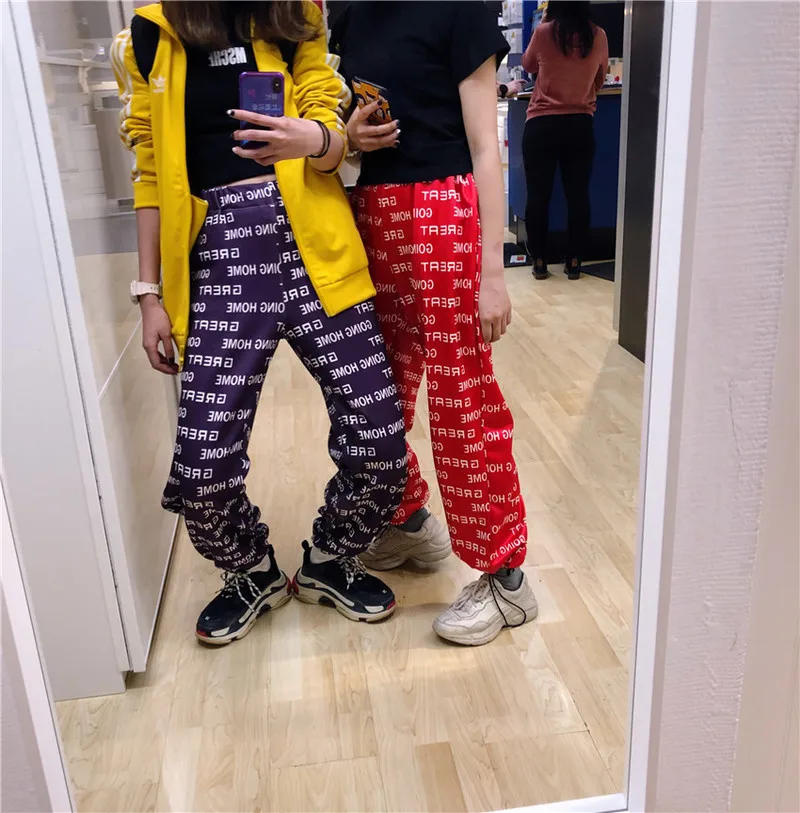 HOUZHOU 2019 Spring Letter Print Harem Pants Women Summer Loose Harajuku Hip Hop Streetwear Bunch Legs Punk Elastic Waist Jogger HOUZHOU 2019 Spring Letter Print Harem Pants Women Summer Loose Harajuku Hip Hop Streetwear Bunch Legs Punk Elastic Waist Jogger