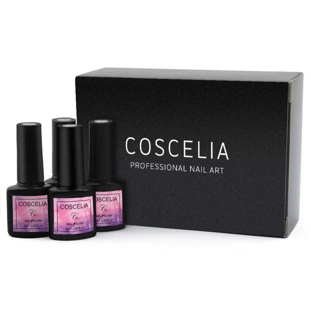 Nuevo envío gratis diseño de decoración de uñas manicura COSCELIA 40 colores 8 Ml remojo de esmalte Gel esmalte UV Gel esmalte uñas barniz