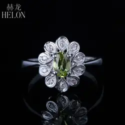 Helon 4x6 мм овальным вырезом 0.405ct Перидот натуральный драгоценный алмаз Обручение Свадебные SOLID 14 К белого золота Для женщин ювелирные