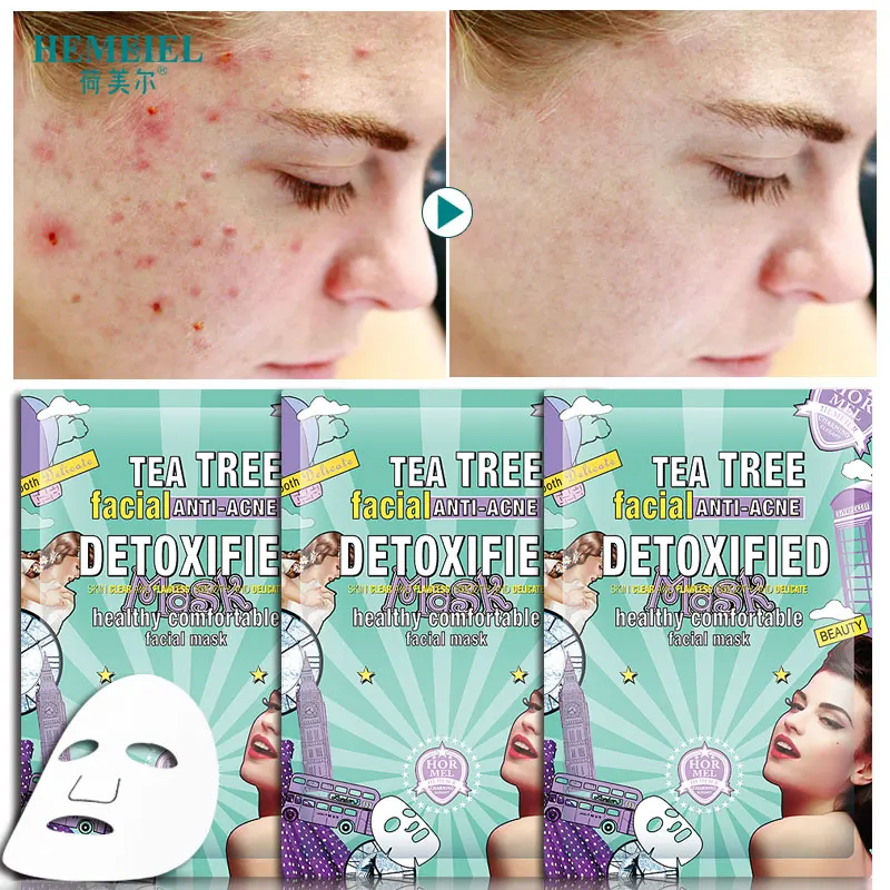 

Hemeiel Anti-Acne Tea Tree Face Mask Oil Control Shrink Pores Acne Treatment Sheet Mask Whitening Skin Care Korean Essence Mask