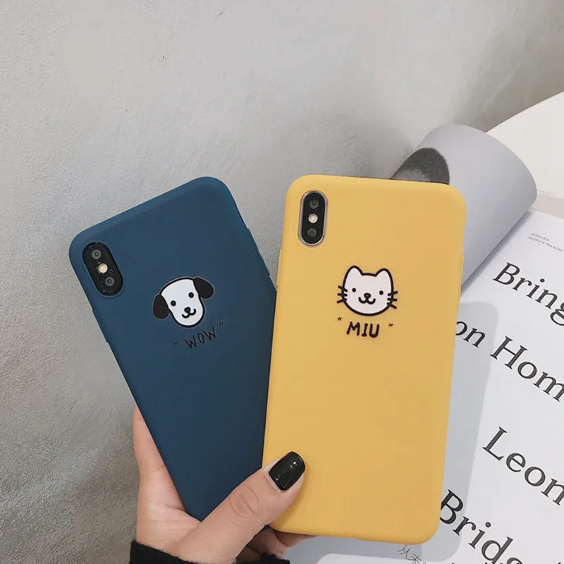 

GYKZ Catoon Animal Phone Case For iphone X XS MAX XR 7 8 6s 6 Plus Fashion Cat Dog Painted Soft Back Cover For iPhone 7 Fundas