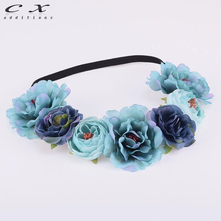 Peony Rose Bud Floral Flower Crown Boho Headwrap Bridesmaid Elastic Kids Girl Wedding Photography Hairband,1